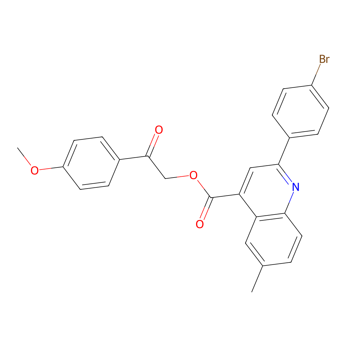[2-(4-Methoxyphenyl)-2-oxoethyl] 2-(4-bromophenyl)-6-methylquinoline-4-carboxylate molecular structure, CAS 488841-16-3