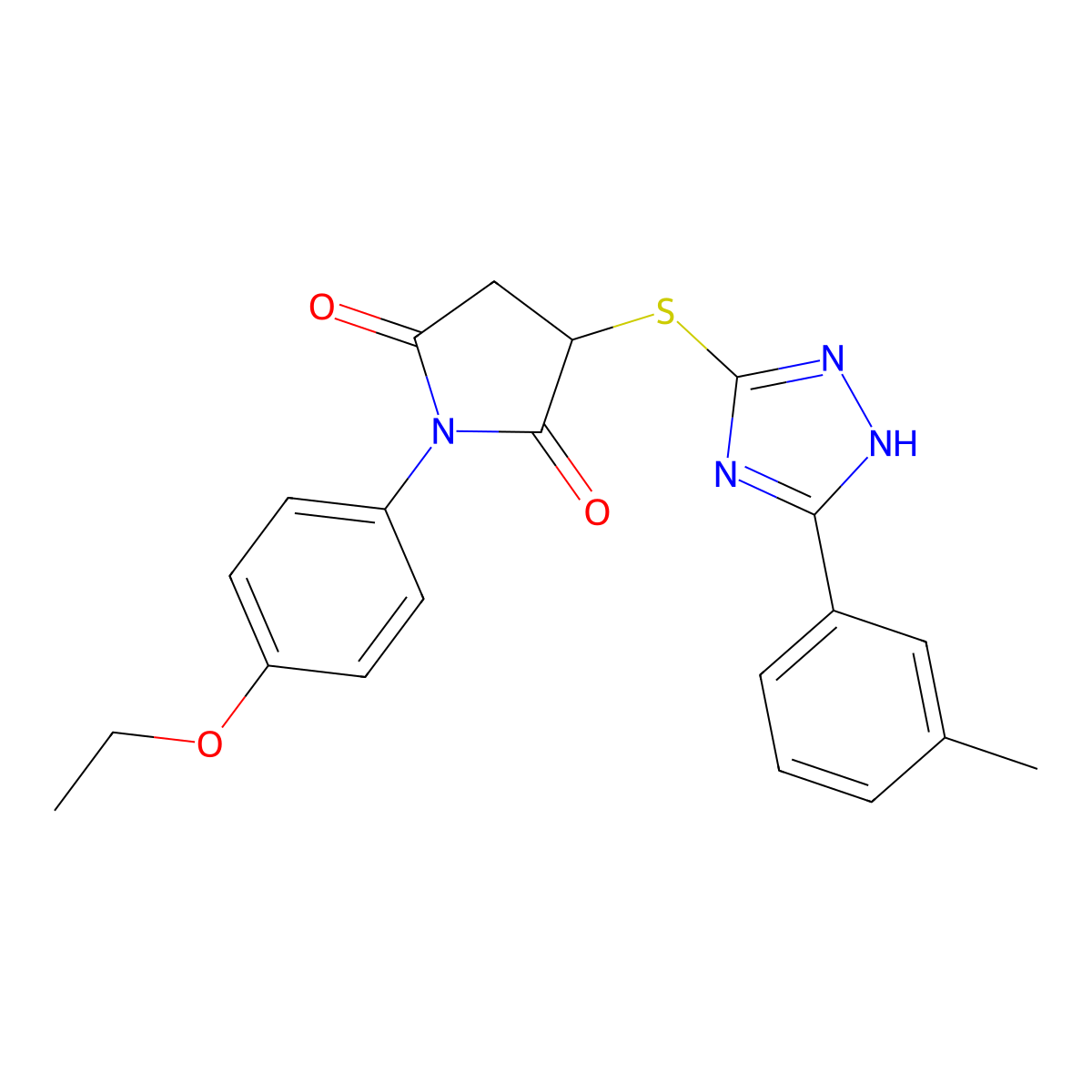 1-(4-ethoxyphenyl)-3-{[5-(3-methylphenyl)-4H-1,2,4-triazol-3-yl]sulfanyl}pyrrolidine-2,5-dione molecular structure, CAS 488841-43-6