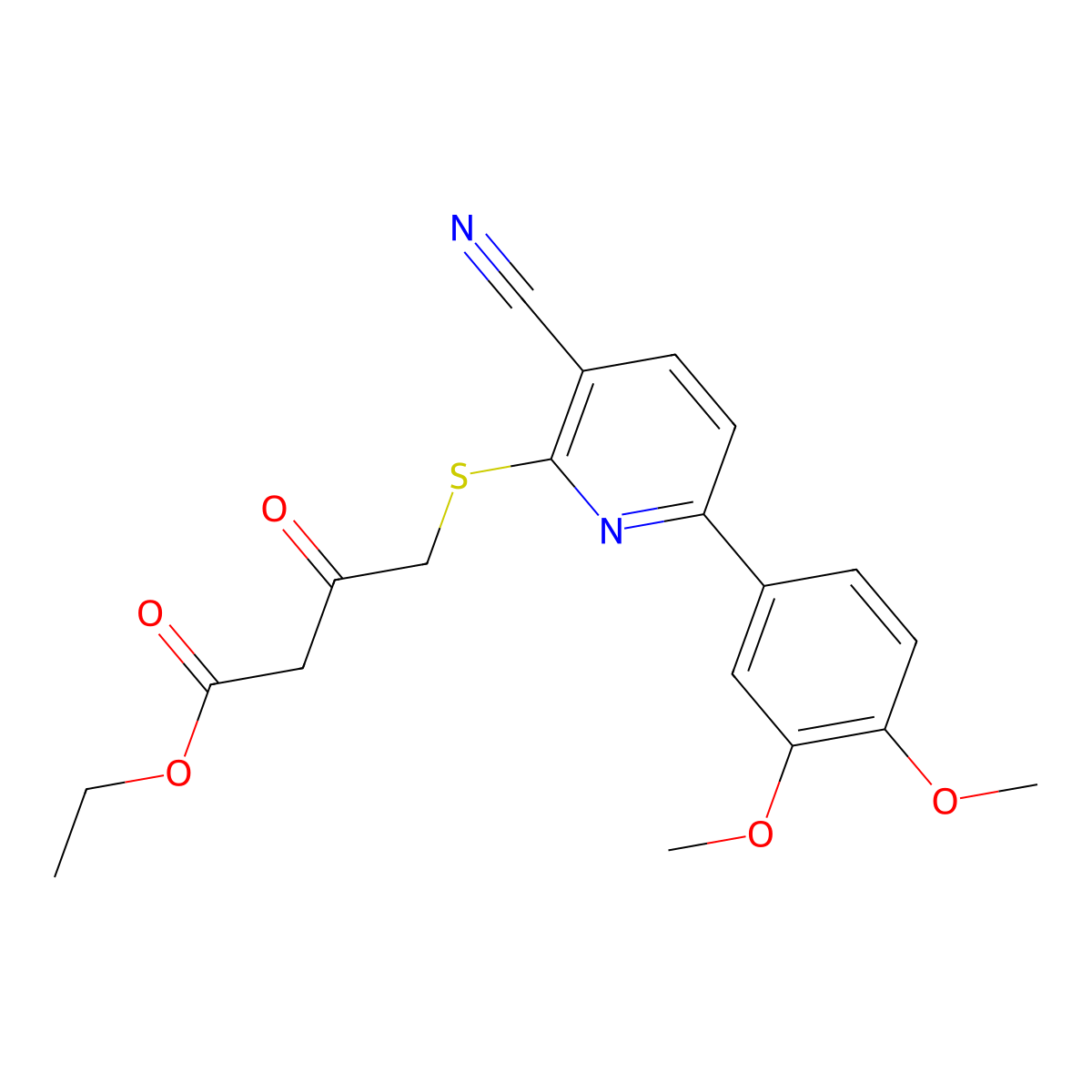 Ethyl 4-{[3-cyano-6-(3,4-dimethoxyphenyl)pyridin-2-yl]sulfanyl}-3-oxobutanoate molecular structure, CAS 488842-48-4
