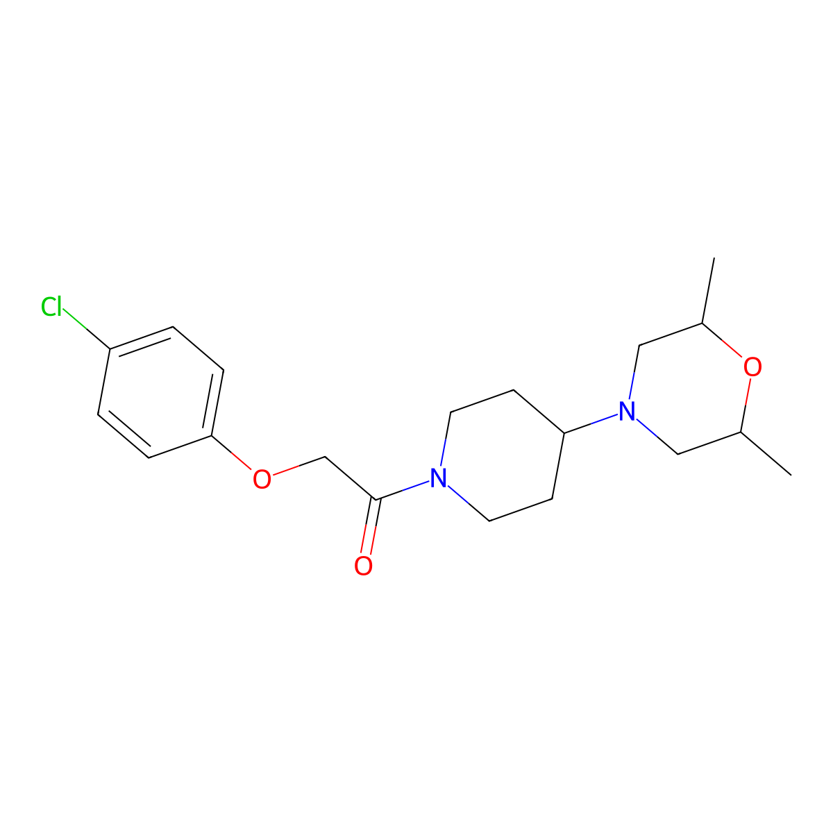 2-(4-Chlorophenoxy)-1-[4-(2,6-dimethylmorpholin-4-yl)piperidin-1-yl]ethanone molecular structure, CAS 488842-88-2