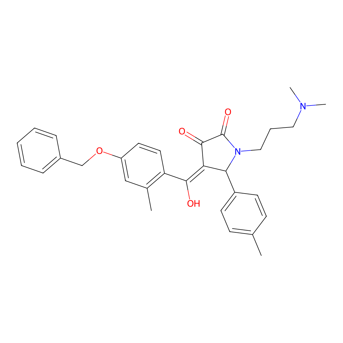 4-[4-(benzyloxy)-2-methylbenzoyl]-1-[3-(dimethylamino)propyl]-3-hydroxy-5-(4-methylphenyl)-2,5-dihydro-1H-pyrrol-2-one molecular structure, CAS 488843-13-6