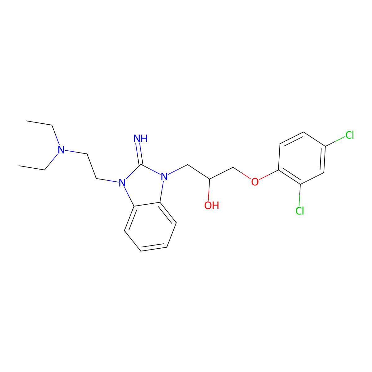 1-(2,4-dichlorophenoxy)-3-{3-[2-(diethylamino)ethyl]-2-imino-2,3-dihydro-1H-benzimidazol-1-yl}propan-2-ol molecular structure, CAS 488843-30-7