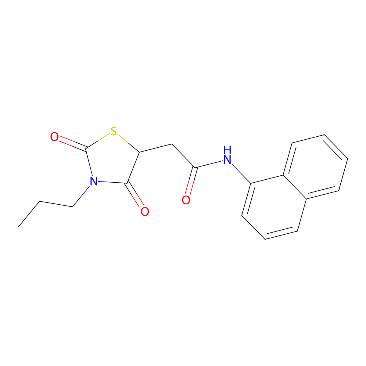 2-(2,4-Dioxo-3-propyl-thiazolidin-5-yl)-N-naphthalen-1-yl-acetamide molecular structure, CAS 488843-88-5