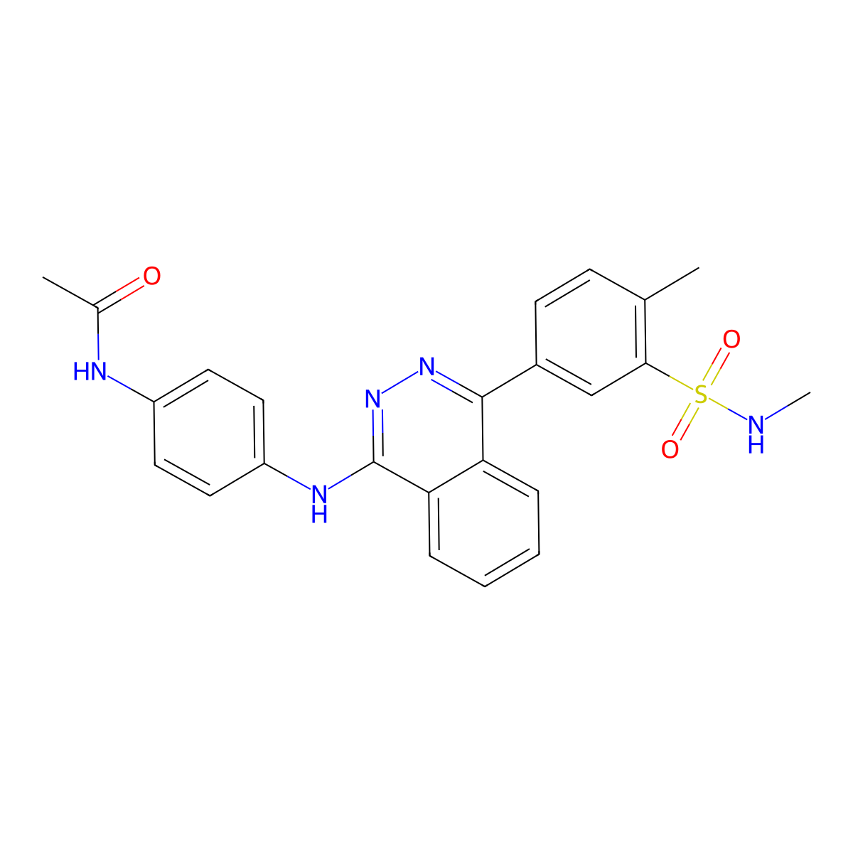 N-[4-[[4-[4-methyl-3-(methylsulfamoyl)phenyl]phthalazin-1-yl]amino]phenyl]acetamide molecular structure, CAS 488844-14-0