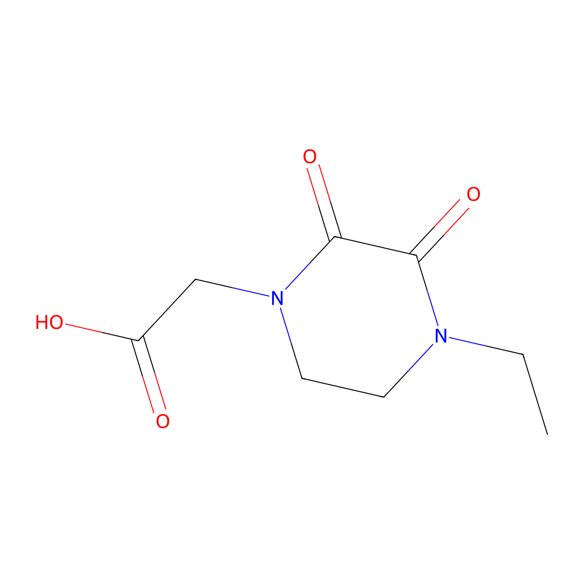 2-(4-Ethyl-2,3-dioxopiperazin-1-yl)acetic acid molecular structure, CAS 488846-73-7