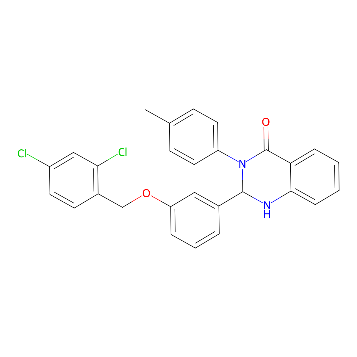2-[3-[(2,4-Dichlorophenyl)methoxy]phenyl]-3-(4-methylphenyl)-1,2-dihydroquinazolin-4-one molecular structure, CAS 488851-09-8