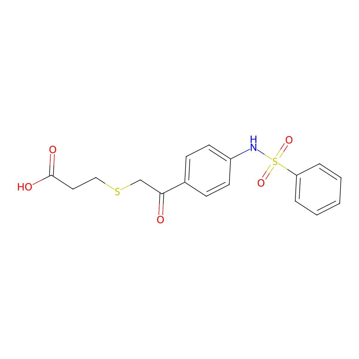 3-((2-Oxo-2-(4-(phenylsulfonamido)phenyl)ethyl)thio)propanoic acid molecular structure, CAS 488851-31-6