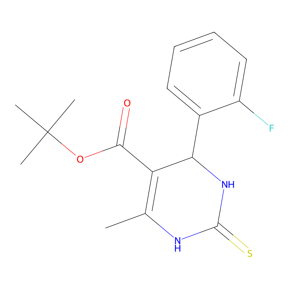 tert-butyl 4-(2-fluorophenyl)-6-methyl-2-sulfanylidene-3,4-dihydro-1H-pyrimidine-5-carboxylate molecular structure, CAS 488852-03-5
