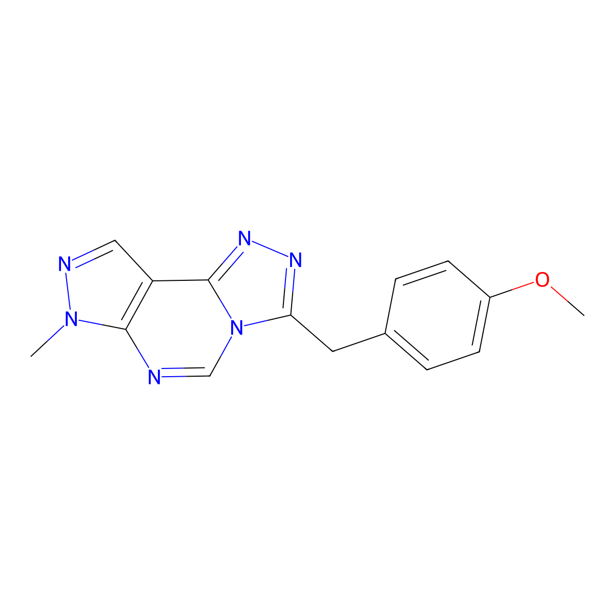 3-(4-methoxybenzyl)-7-methyl-7H-pyrazolo[4,3-e][1,2,4]triazolo[4,3-c]pyrimidine molecular structure, CAS 488852-05-7
