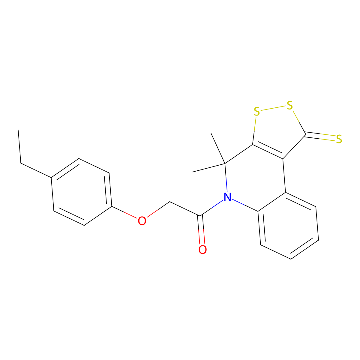 1-(4,4-dimethyl-1-thioxo-1,4-dihydro-5H-[1,2]dithiolo[3,4-c]quinolin-5-yl)-2-(4-ethylphenoxy)ethanone molecular structure, CAS 488852-34-2