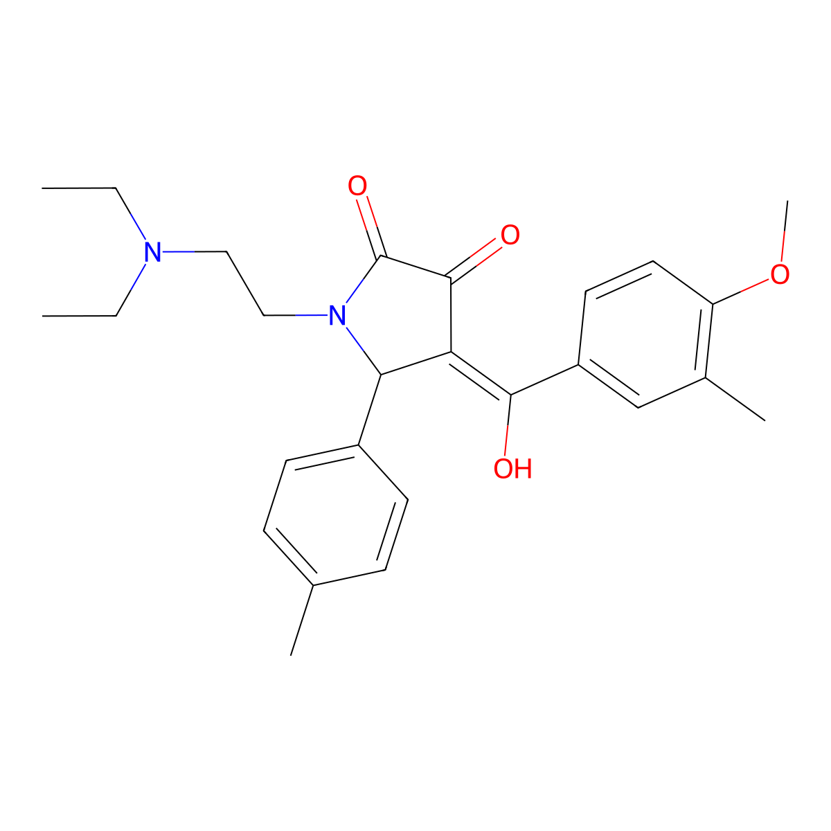 1-[2-(diethylamino)ethyl]-3-hydroxy-4-(4-methoxy-3-methylbenzoyl)-5-(4-methylphenyl)-2,5-dihydro-1H-pyrrol-2-one molecular structure, CAS 488852-45-5