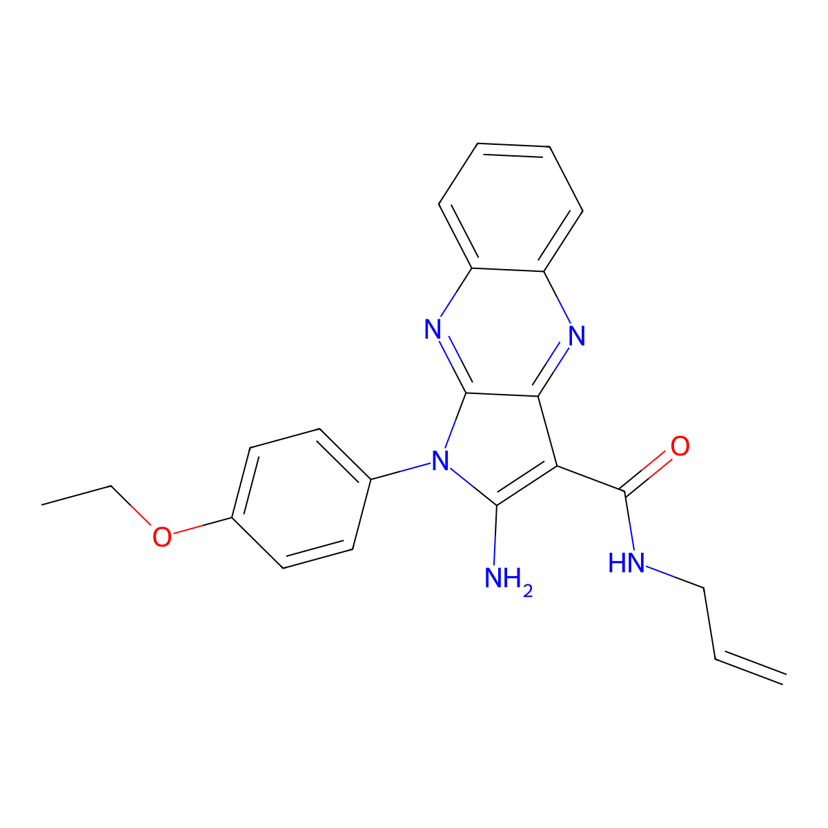 2-amino-1-(4-ethoxyphenyl)-N-(prop-2-en-1-yl)-1H-pyrrolo[2,3-b]quinoxaline-3-carboxamide molecular structure, CAS 488853-29-8