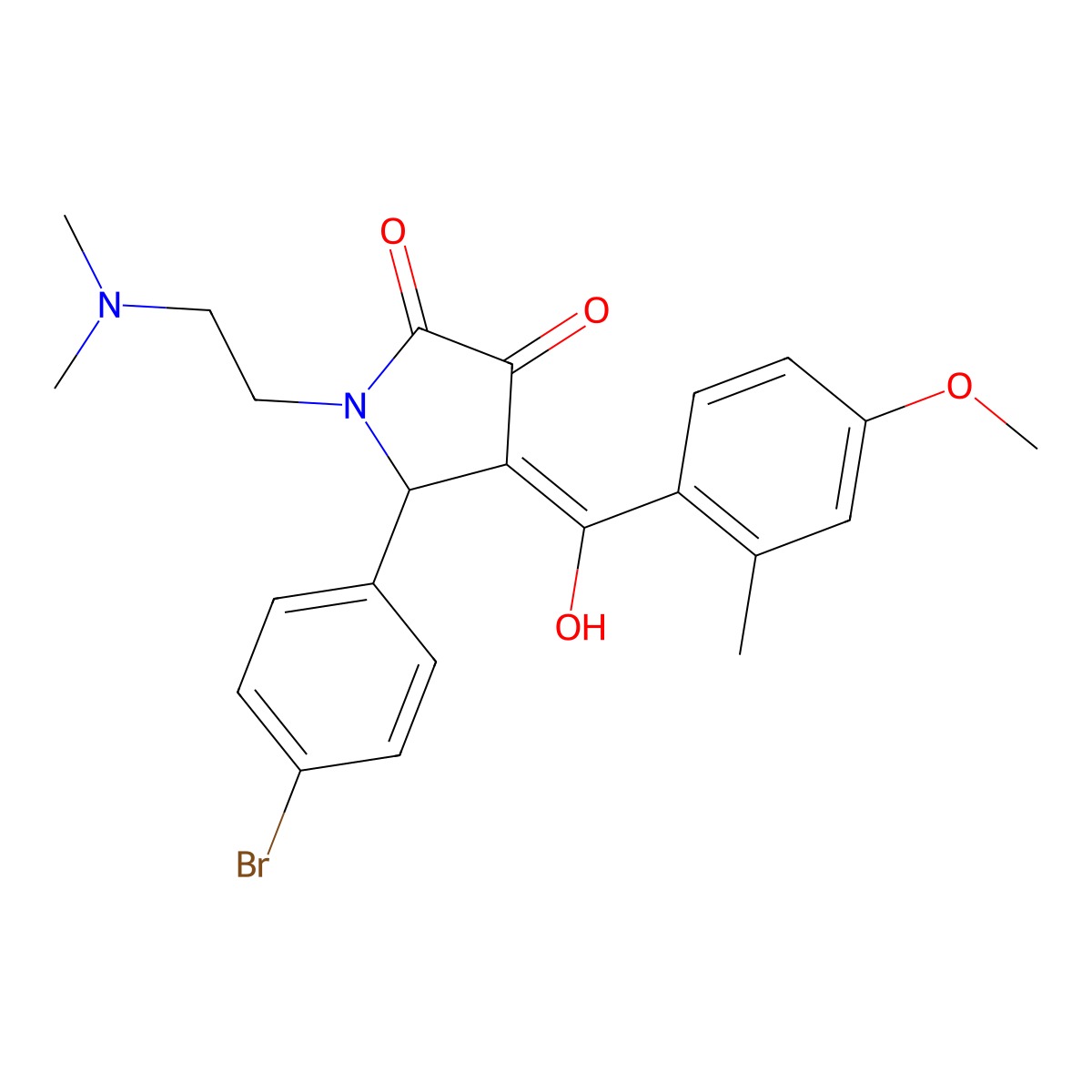 5-(4-bromophenyl)-1-[2-(dimethylamino)ethyl]-3-hydroxy-4-(4-methoxy-2-methylbenzoyl)-2,5-dihydro-1H-pyrrol-2-one molecular structure, CAS 488853-56-1