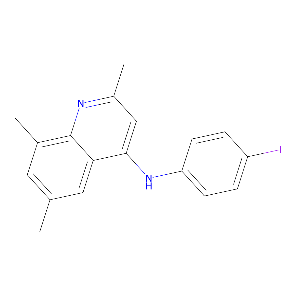 N-(4-iodophenyl)-2,6,8-trimethylquinolin-4-amine molecular structure, CAS 488853-84-5