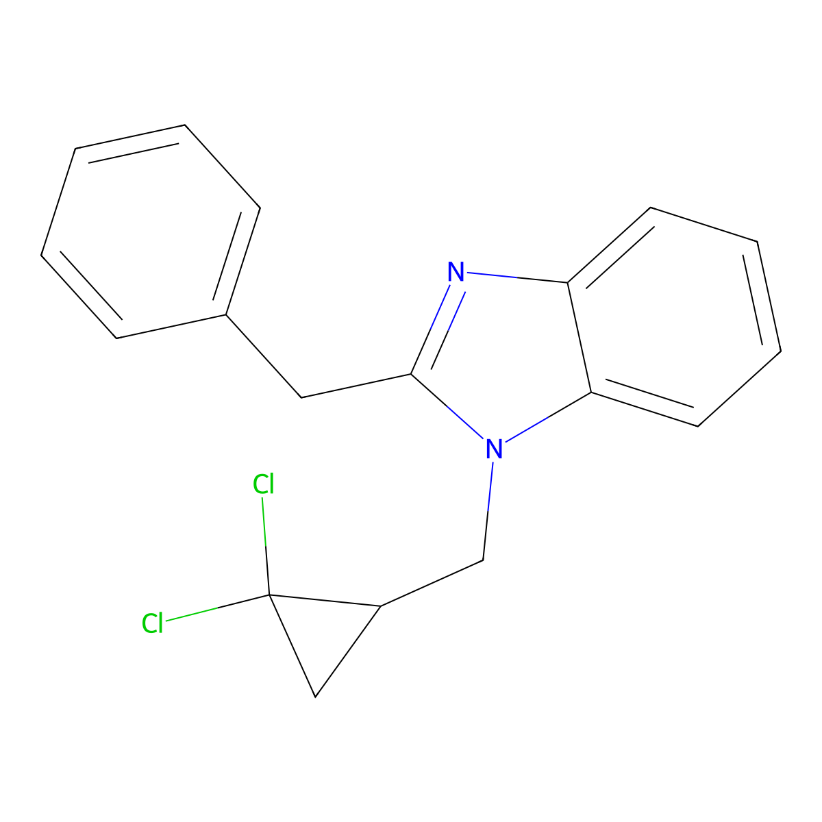 2-Benzyl-1-[(2,2-dichlorocyclopropyl)methyl]benzimidazole molecular structure, CAS 488853-92-5