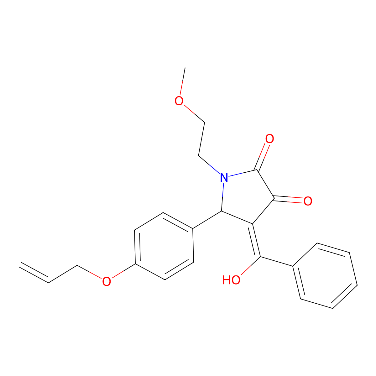 4-benzoyl-3-hydroxy-1-(2-methoxyethyl)-5-[4-(prop-2-en-1-yloxy)phenyl]-2,5-dihydro-1H-pyrrol-2-one molecular structure, CAS 488853-95-8