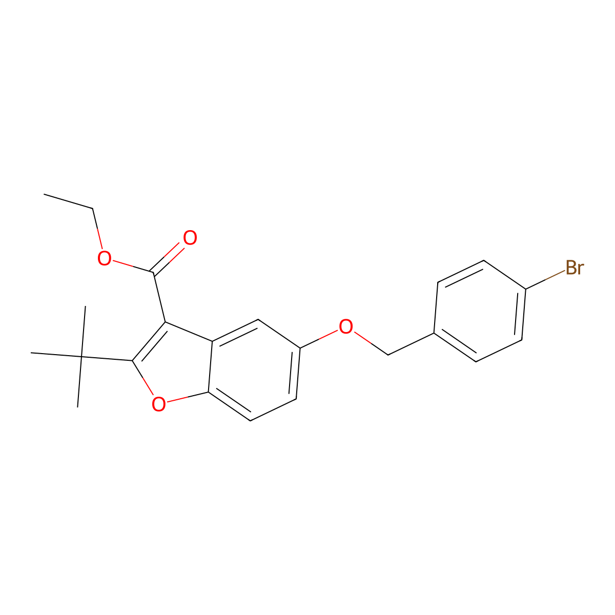 Ethyl 5-[(4-bromophenyl)methoxy]-2-tert-butyl-1-benzofuran-3-carboxylate molecular structure, CAS 488854-19-9