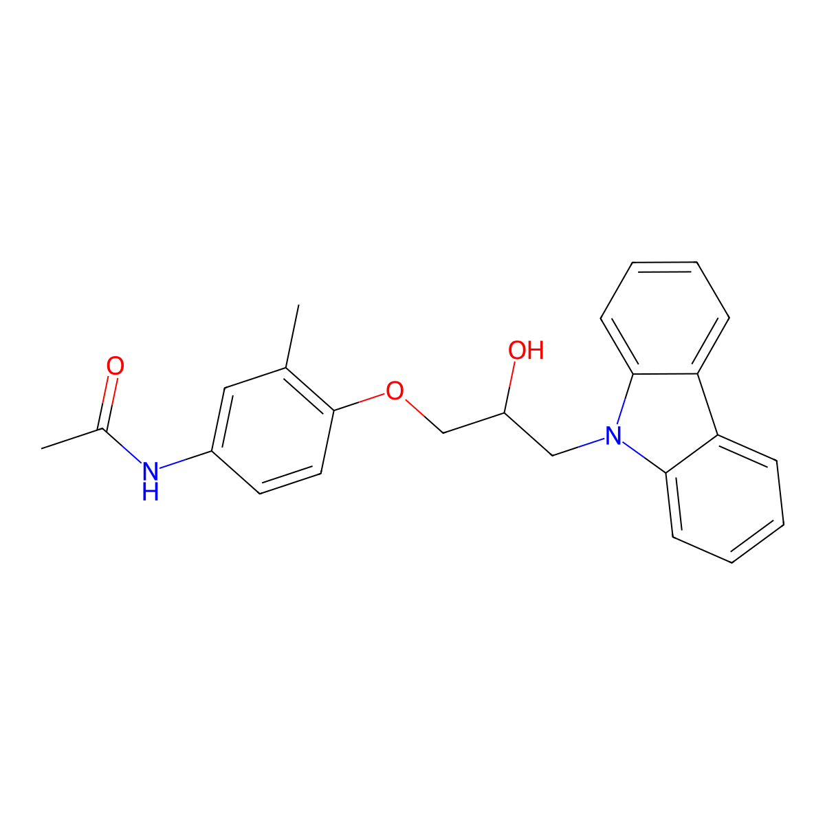 N-[4-(3-carbazol-9-yl-2-hydroxypropoxy)-3-methylphenyl]acetamide molecular structure, CAS 488854-25-7