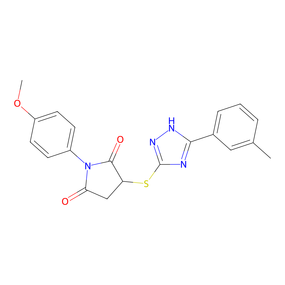 1-(4-methoxyphenyl)-3-{[5-(3-methylphenyl)-4H-1,2,4-triazol-3-yl]sulfanyl}pyrrolidine-2,5-dione molecular structure, CAS 488854-34-8