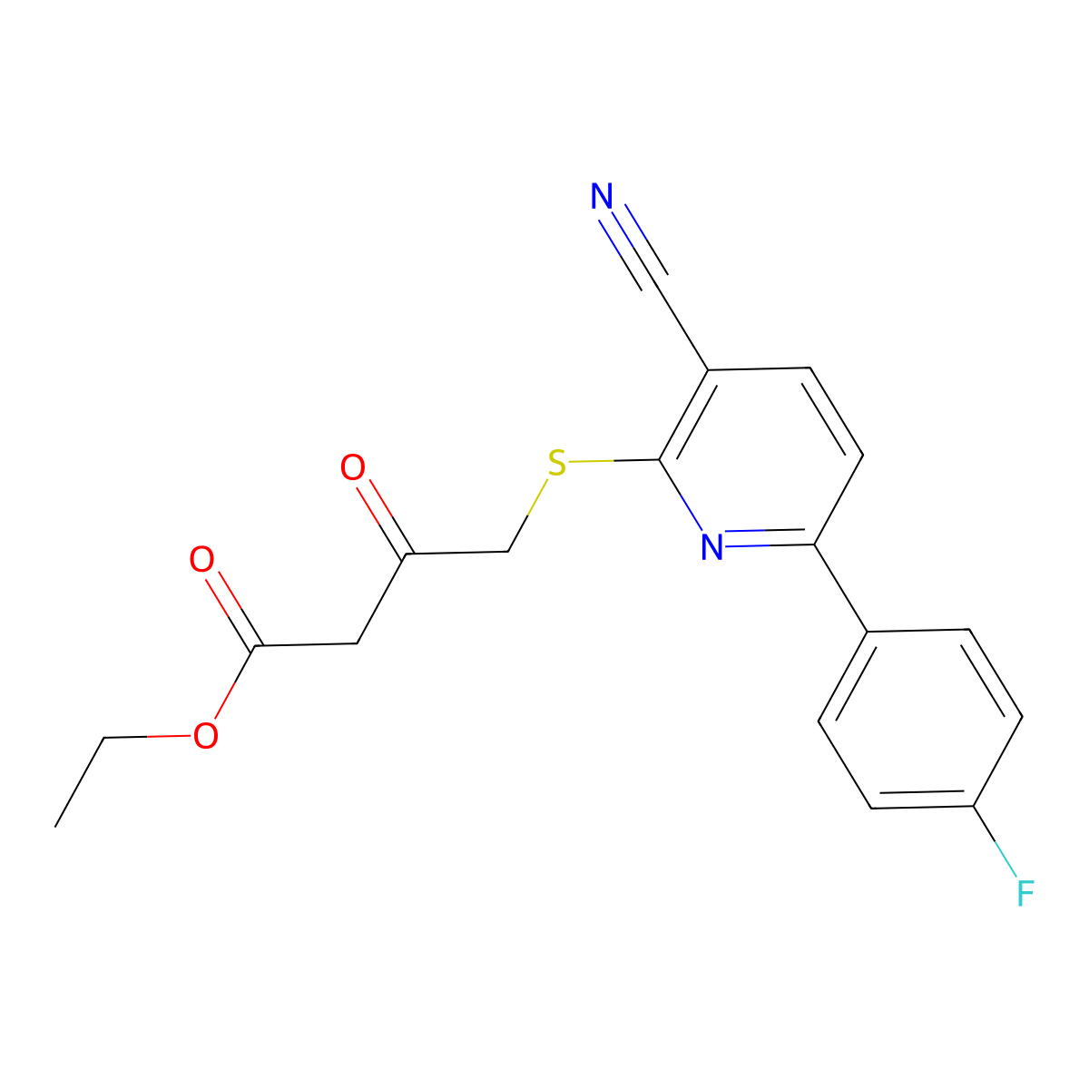 Ethyl 4-{[3-cyano-6-(4-fluorophenyl)pyridin-2-yl]sulfanyl}-3-oxobutanoate molecular structure, CAS 488854-46-2