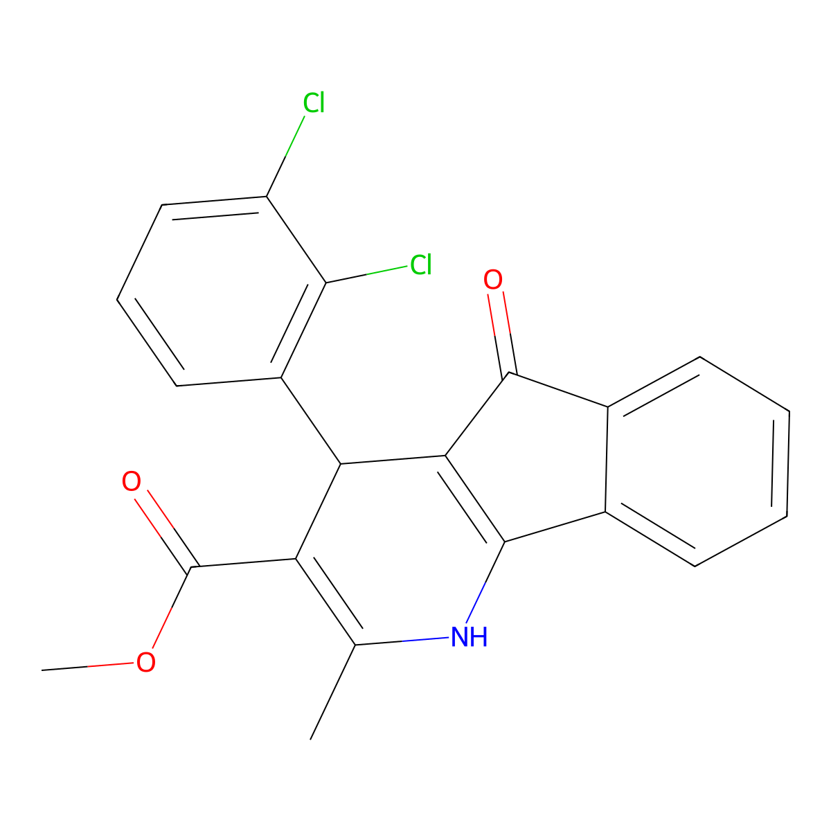 methyl 4-(2,3-dichlorophenyl)-2-methyl-5-oxo-4,5-dihydro-1H-indeno[1,2-b]pyridine-3-carboxylate molecular structure, CAS 488854-65-5
