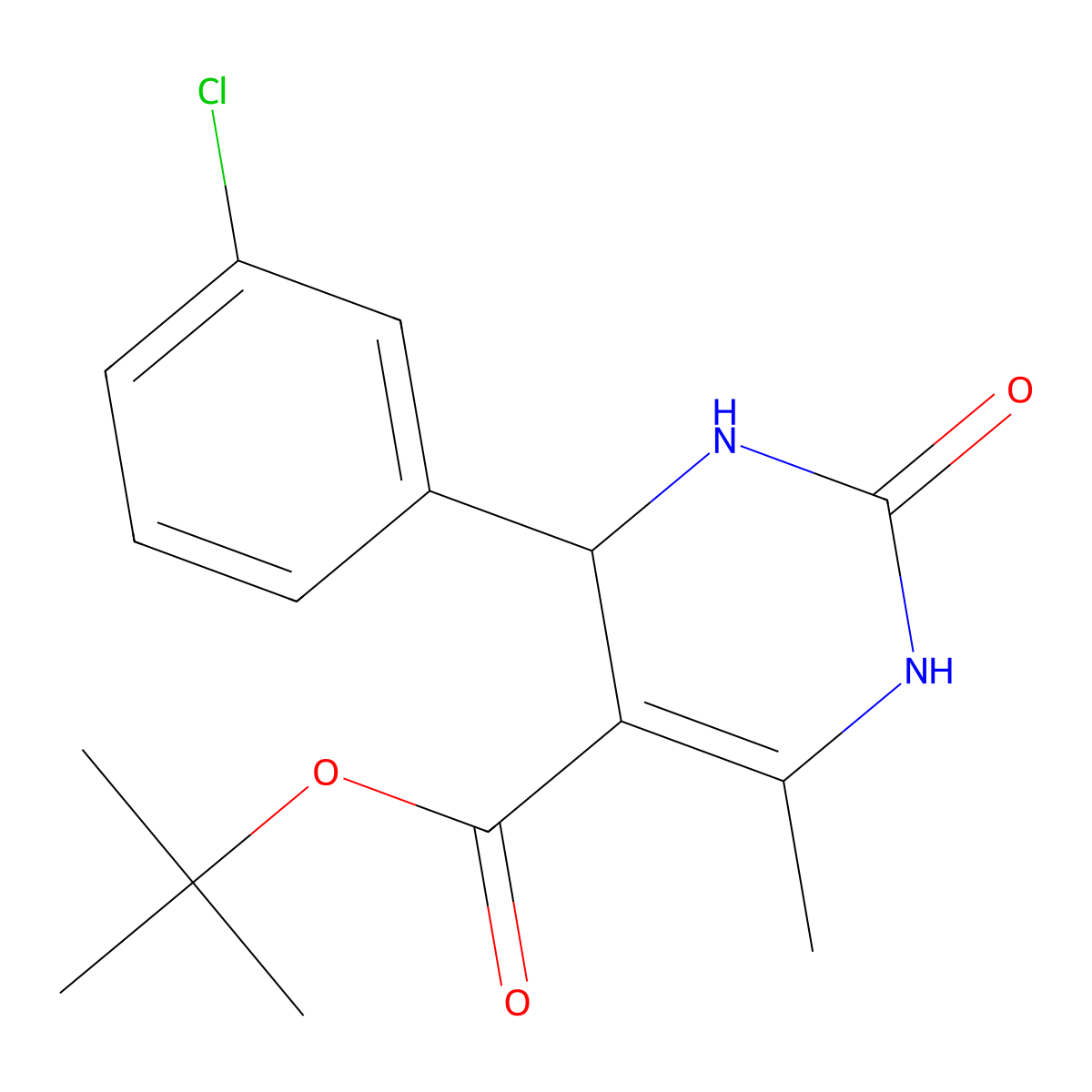tert-butyl 4-(3-chlorophenyl)-6-methyl-2-oxo-3,4-dihydro-1H-pyrimidine-5-carboxylate molecular structure, CAS 488854-99-5