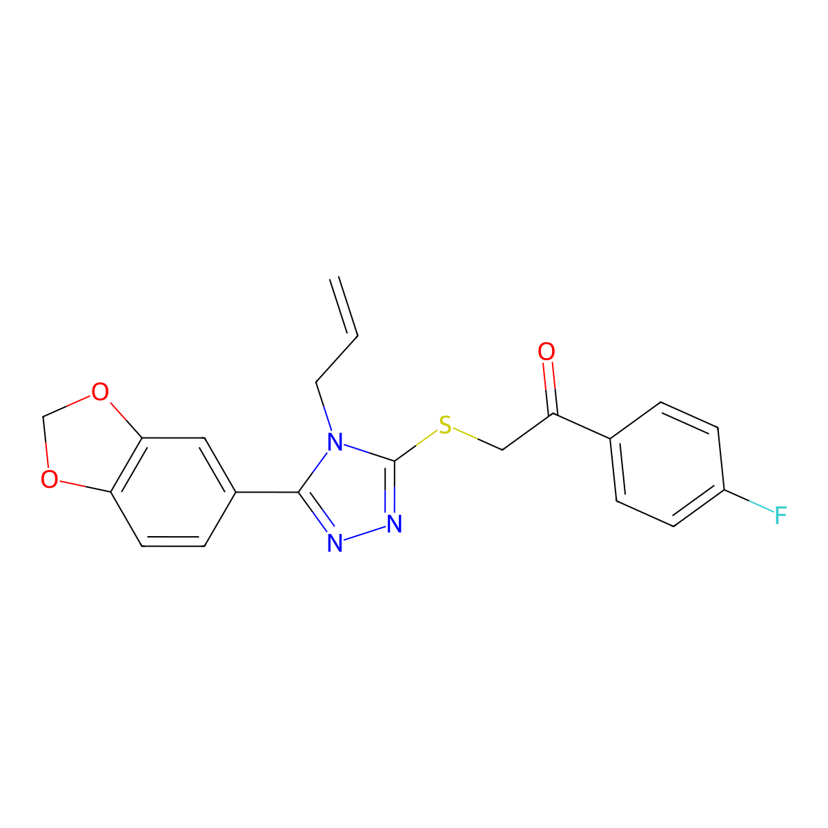 2-(4-Allyl-5-benzo[1,3]dioxol-5-yl-4H-[1,2,4]triazol-3-ylsulfanyl)-1-(4-fluoro-phenyl)-ethanone molecular structure, CAS 488855-17-0