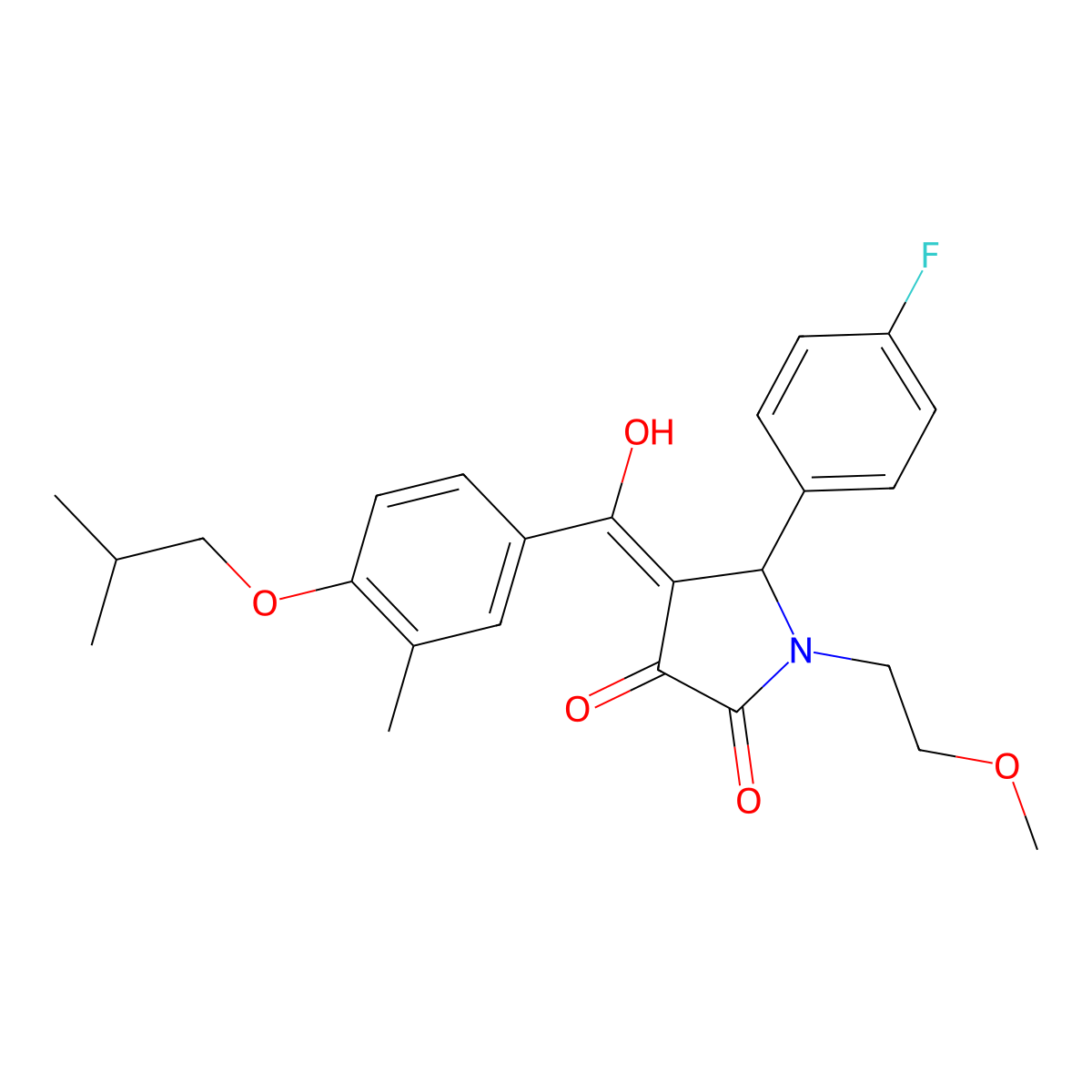 5-(4-fluorophenyl)-3-hydroxy-1-(2-methoxyethyl)-4-[3-methyl-4-(2-methylpropoxy)benzoyl]-2,5-dihydro-1H-pyrrol-2-one molecular structure, CAS 488855-52-3