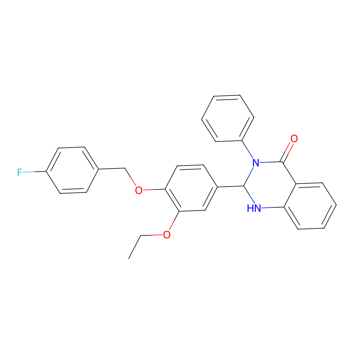2-[3-Ethoxy-4-[(4-fluorophenyl)methoxy]phenyl]-3-phenyl-1,2-dihydroquinazolin-4-one molecular structure, CAS 488857-49-4