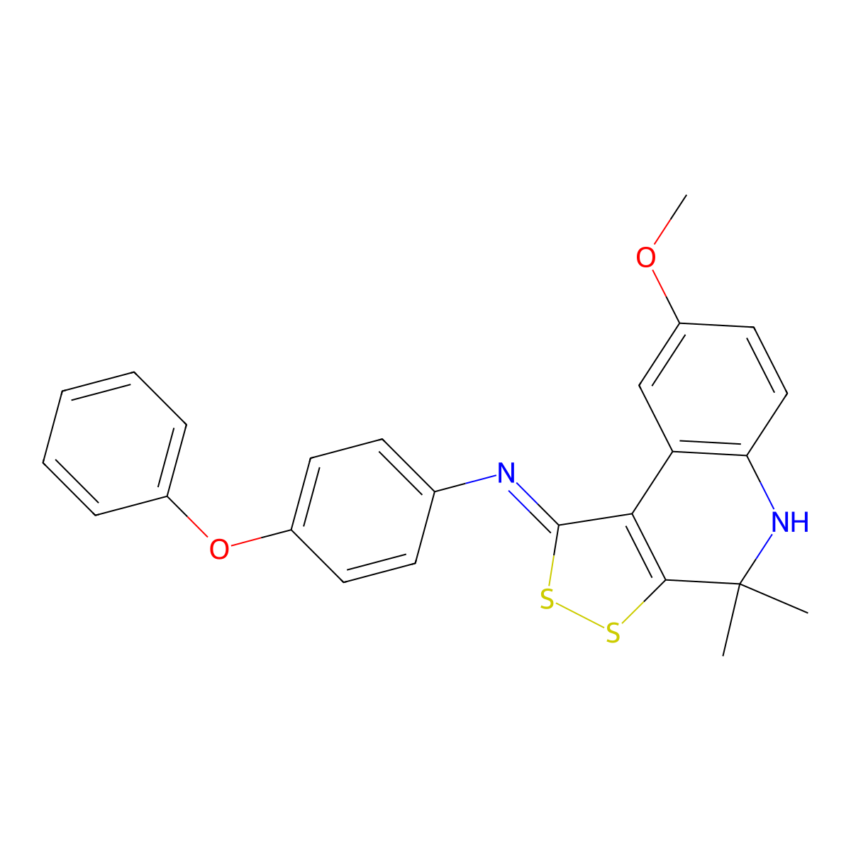 N-[(1Z)-8-methoxy-4,4-dimethyl-4,5-dihydro-1H-[1,2]dithiolo[3,4-c]quinolin-1-ylidene]-4-phenoxyaniline molecular structure, CAS 488858-23-7