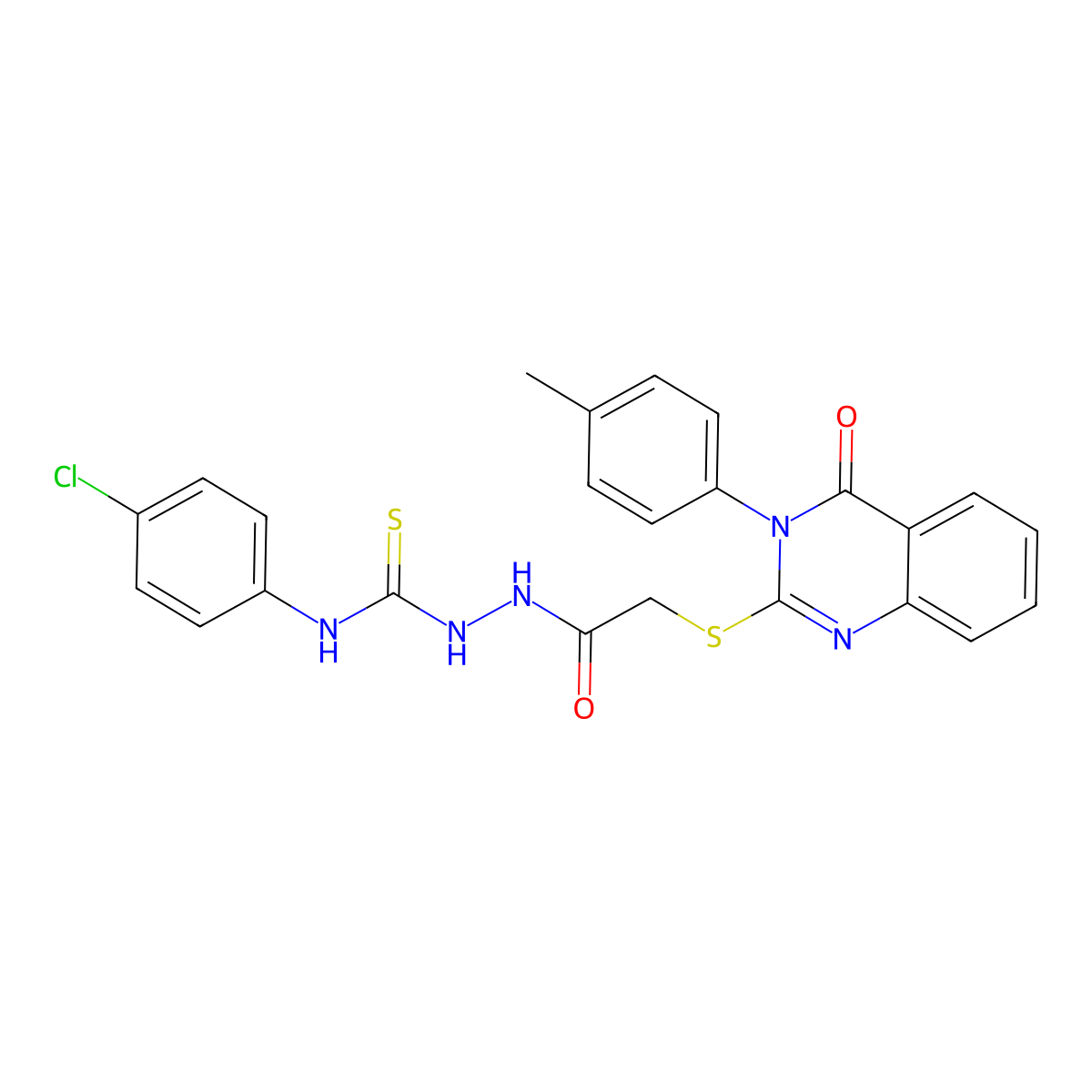 N-(4-chlorophenyl)-2-({[3-(4-methylphenyl)-4-oxo-3,4-dihydroquinazolin-2-yl]sulfanyl}acetyl)hydrazinecarbothioamide molecular structure, CAS 488858-34-0