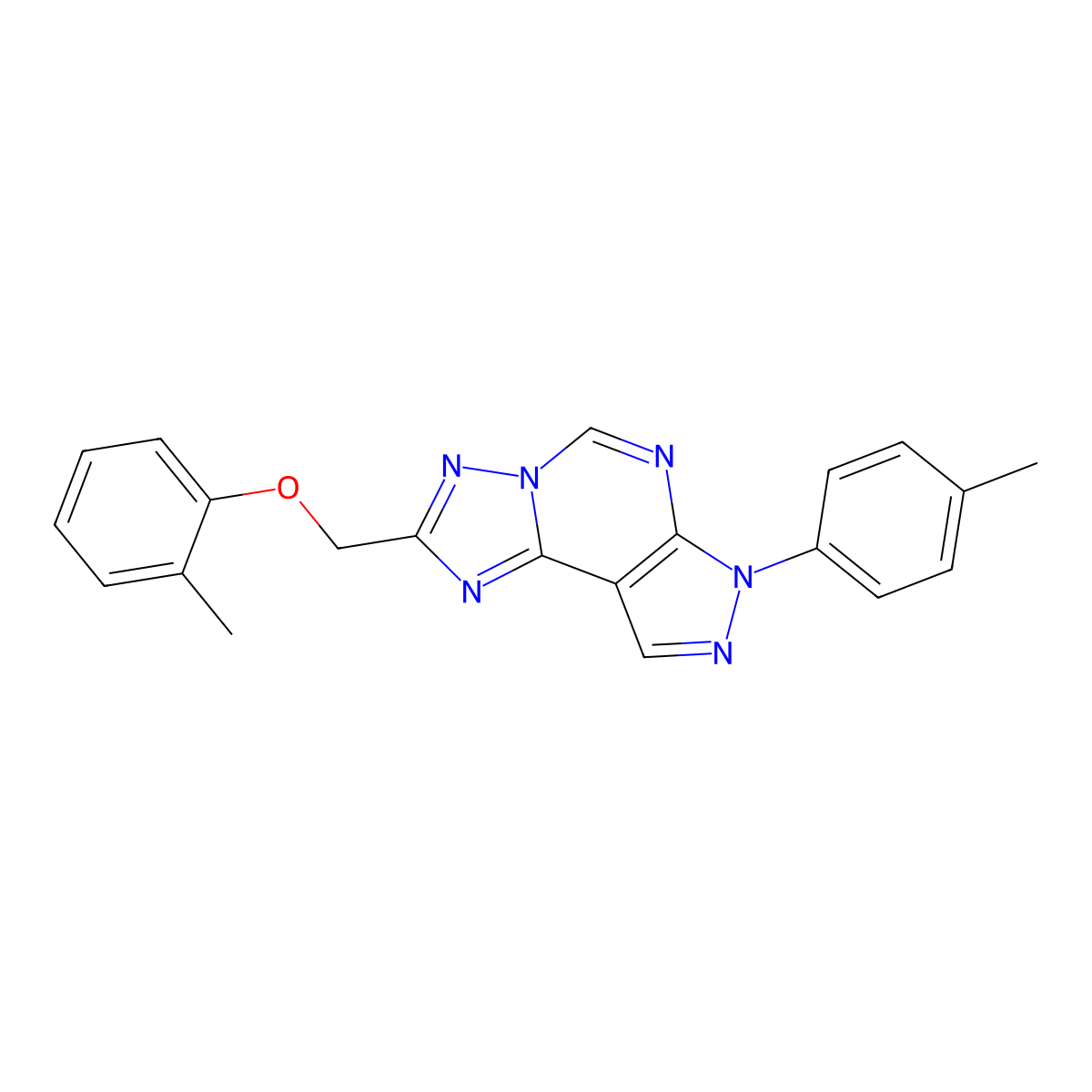 2-[(2-methylphenoxy)methyl]-7-(4-methylphenyl)-7H-pyrazolo[4,3-e][1,2,4]triazolo[1,5-c]pyrimidine molecular structure, CAS 488858-48-6