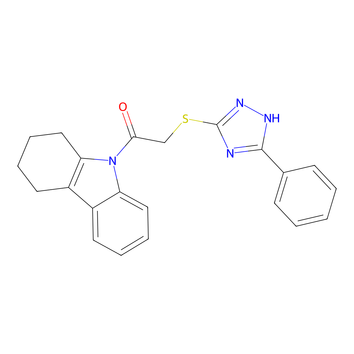 9-{[(5-phenyl-4H-1,2,4-triazol-3-yl)thio]acetyl}-2,3,4,9-tetrahydro-1H-carbazole molecular structure, CAS 488858-60-2