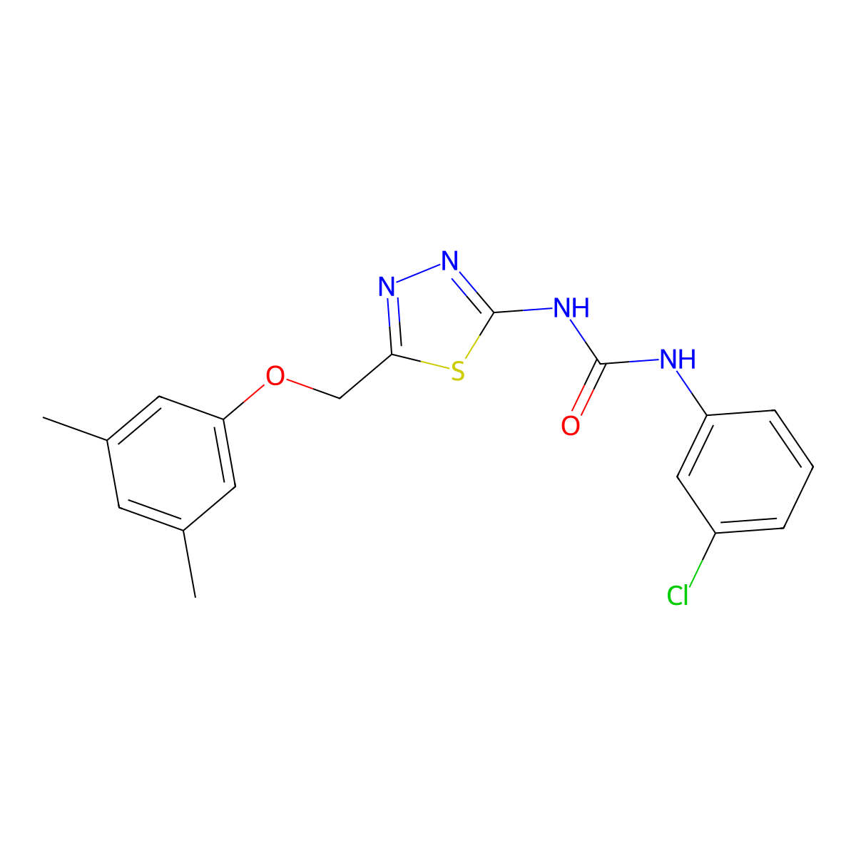 1-(3-Chlorophenyl)-3-[5-[(3,5-dimethylphenoxy)methyl]-1,3,4-thiadiazol-2-yl]urea molecular structure, CAS 488859-84-3