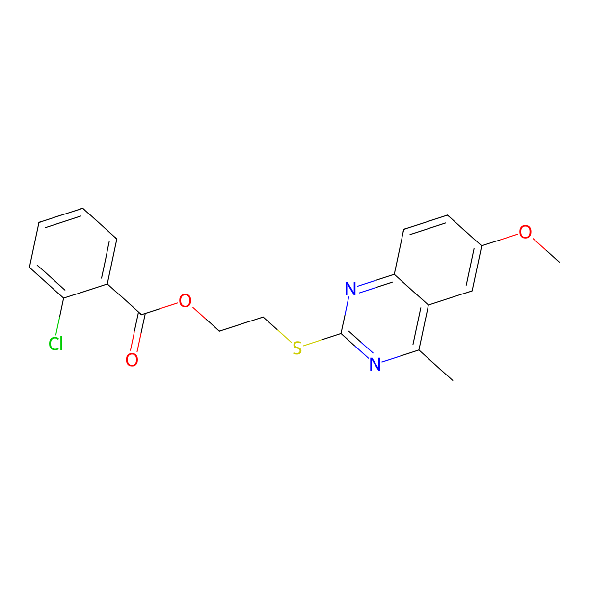 2-[(6-Methoxy-4-methylquinazolin-2-yl)sulfanyl]ethyl 2-chlorobenzoate molecular structure, CAS 488859-86-5