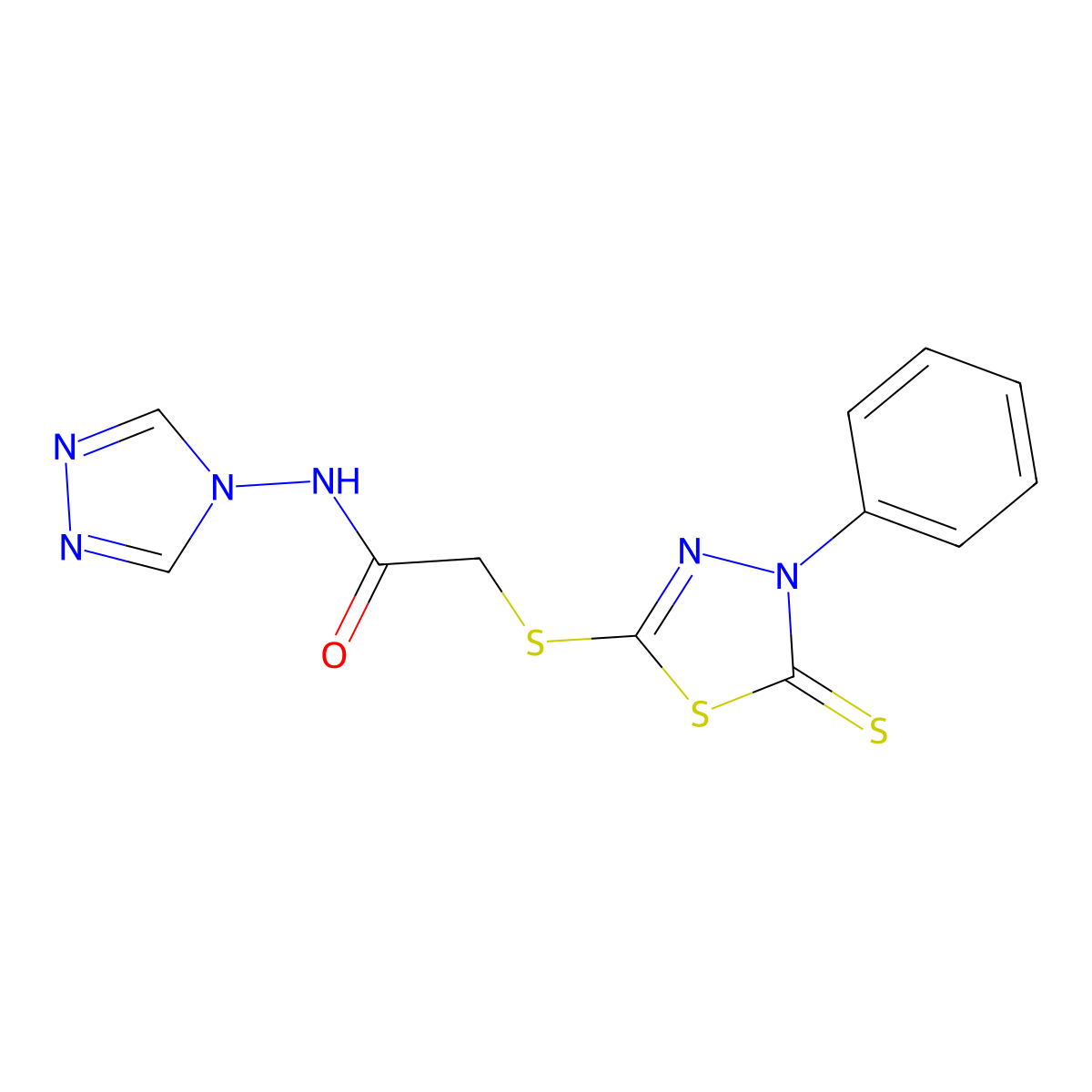 2-[(4-phenyl-5-sulfanylidene-1,3,4-thiadiazol-2-yl)sulfanyl]-N-(1,2,4-triazol-4-yl)acetamide molecular structure, CAS 488860-02-2