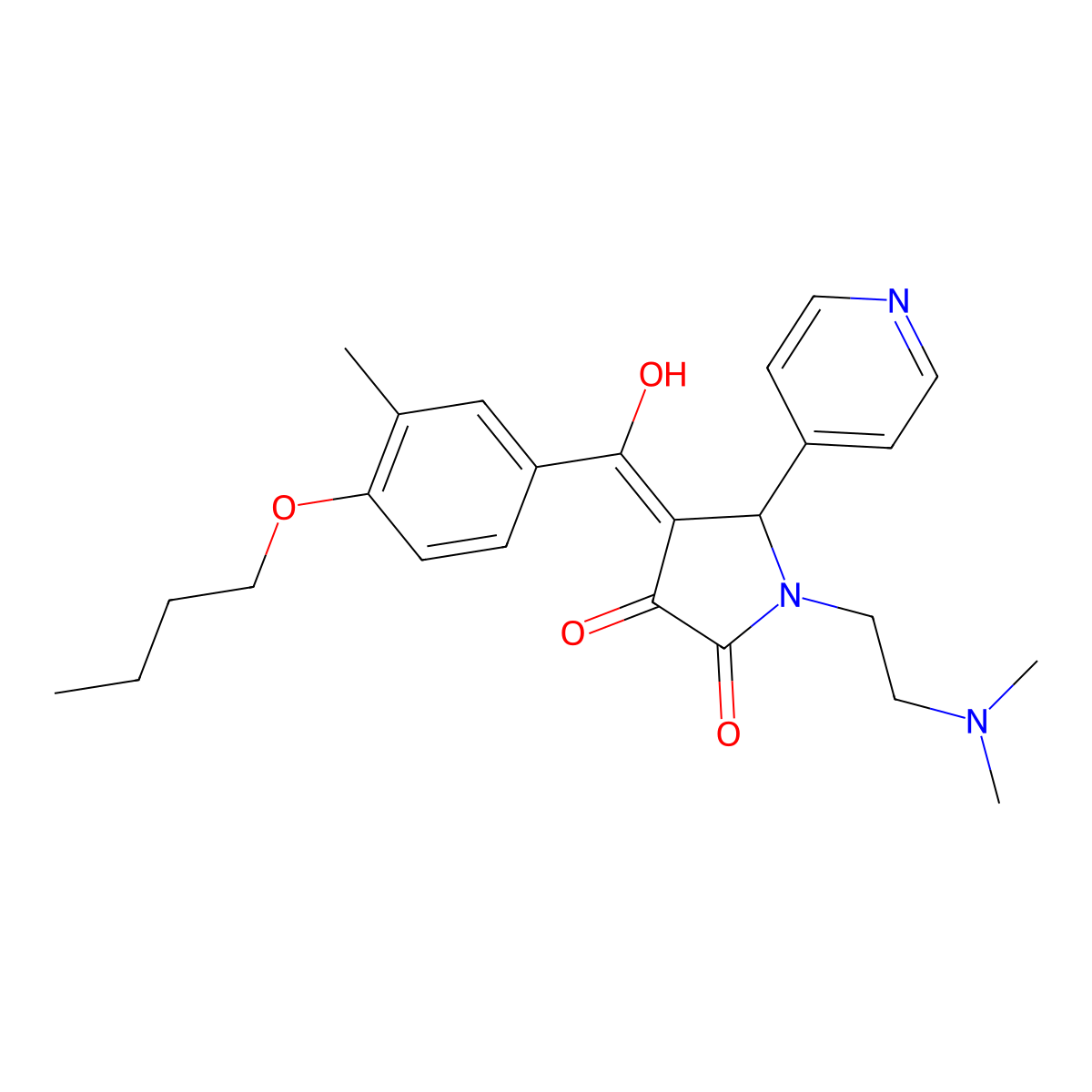 4-(4-butoxy-3-methylbenzoyl)-1-[2-(dimethylamino)ethyl]-3-hydroxy-5-(pyridin-4-yl)-2,5-dihydro-1H-pyrrol-2-one molecular structure, CAS 488860-70-4