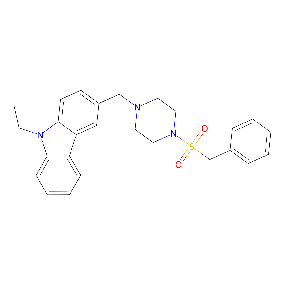 3-[(4-Benzylsulfonylpiperazin-1-yl)methyl]-9-ethylcarbazole molecular structure, CAS 488860-76-0
