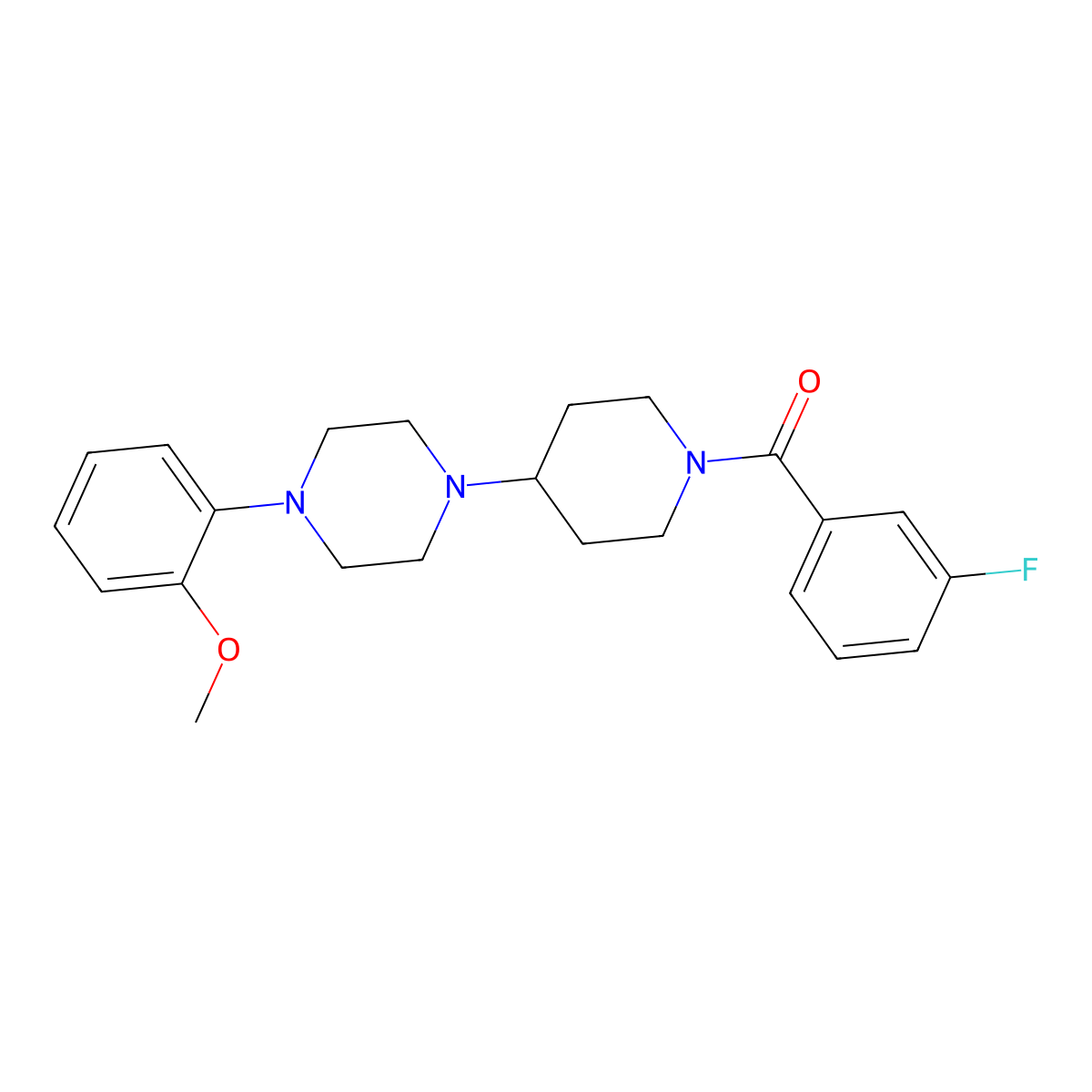 (3-Fluorophenyl)-[4-[4-(2-methoxyphenyl)piperazin-1-yl]piperidin-1-yl]methanone molecular structure, CAS 488860-78-2