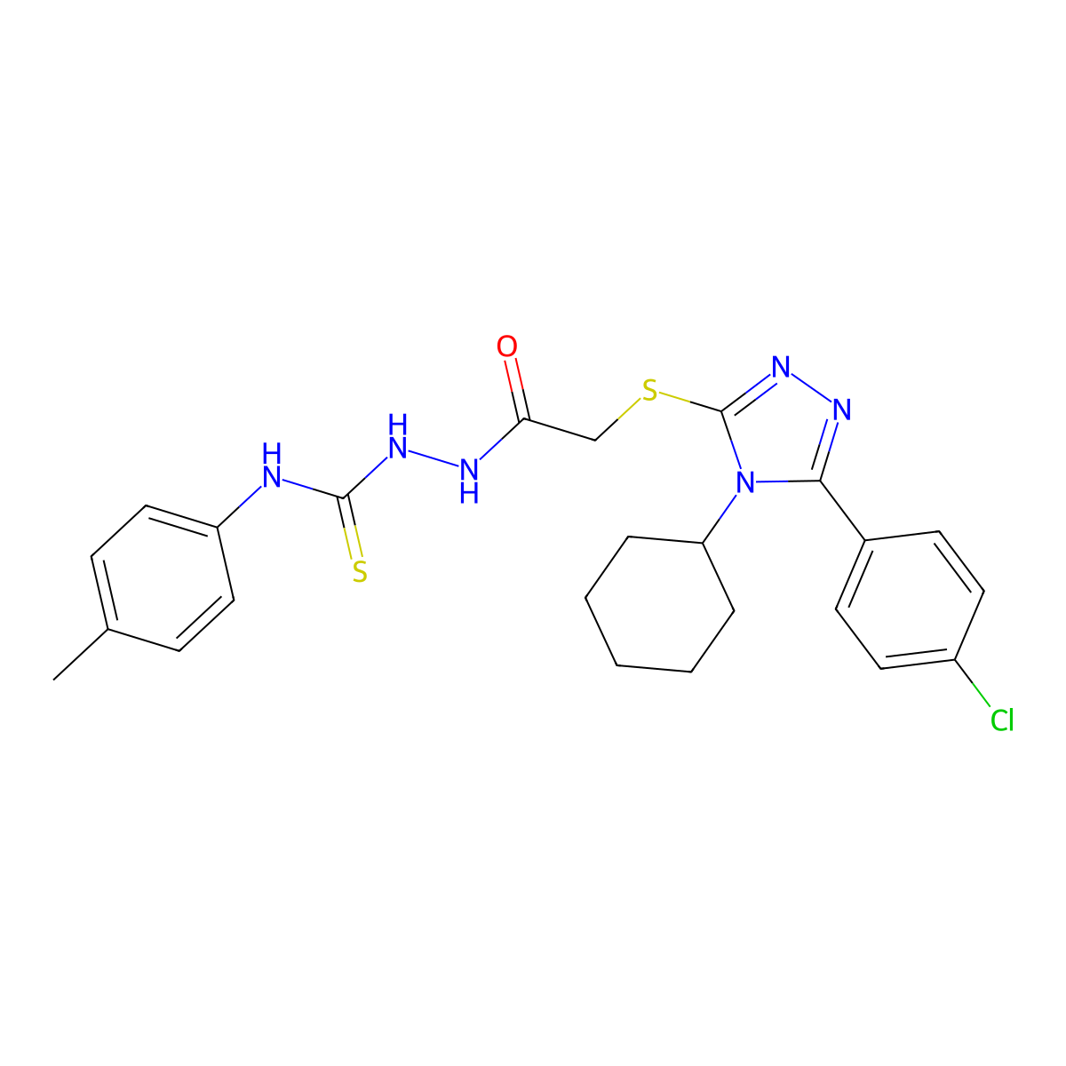 2-({[5-(4-chlorophenyl)-4-cyclohexyl-4H-1,2,4-triazol-3-yl]sulfanyl}acetyl)-N-(4-methylphenyl)hydrazinecarbothioamide molecular structure, CAS 488860-81-7