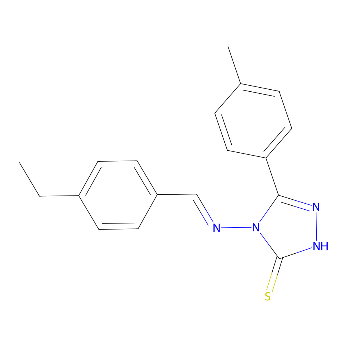 4-[(1Z)-2-(4-ethylphenyl)-1-azavinyl]-5-(4-methylphenyl)-1,2,4-triazole-3-thio l molecular structure, CAS 488861-36-5