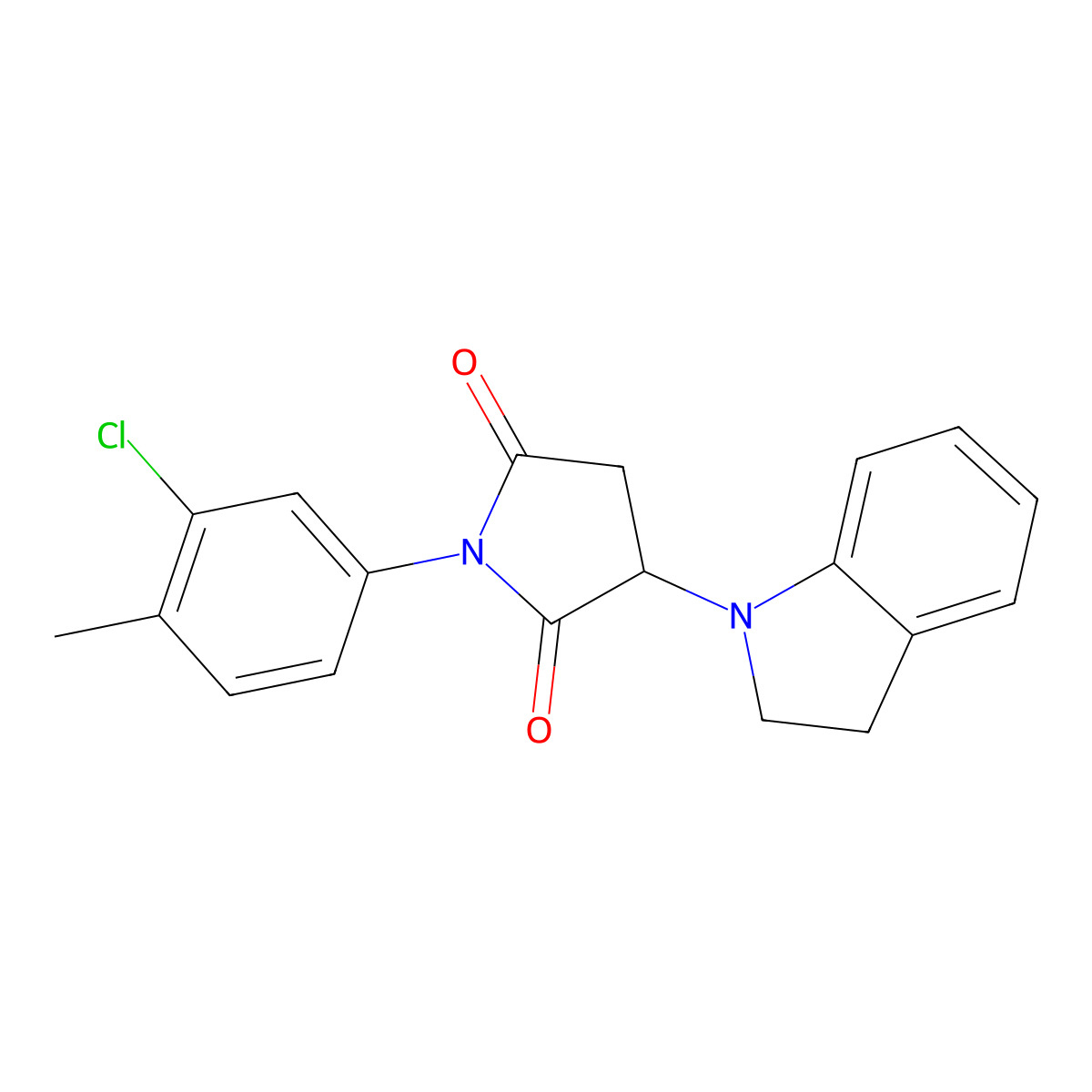 1-(3-chloro-4-methylphenyl)-3-(2,3-dihydro-1H-indol-1-yl)pyrrolidine-2,5-dione molecular structure, CAS 488861-58-1