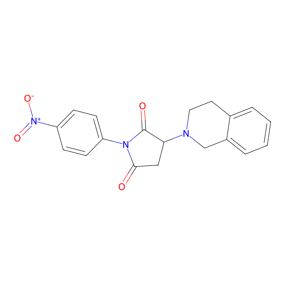 3-(3,4-dihydroisoquinolin-2(1H)-yl)-1-(4-nitrophenyl)pyrrolidine-2,5-dione molecular structure, CAS 488861-74-1