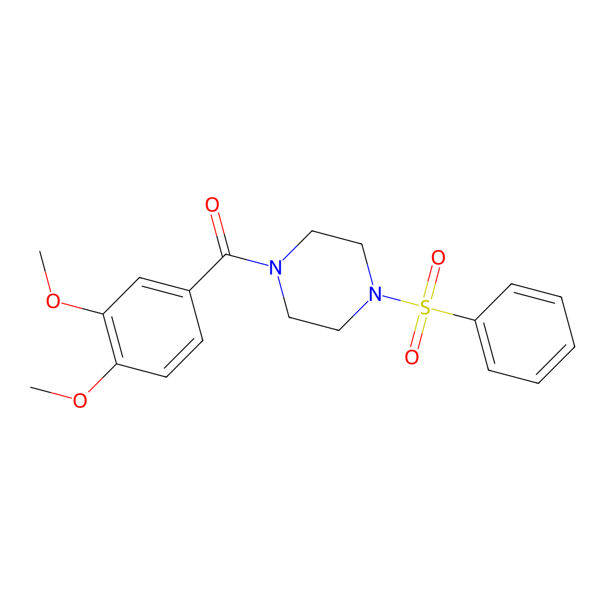 [4-(Benzenesulfonyl)piperazin-1-yl]-(3,4-dimethoxyphenyl)methanone molecular structure, CAS 488861-98-9