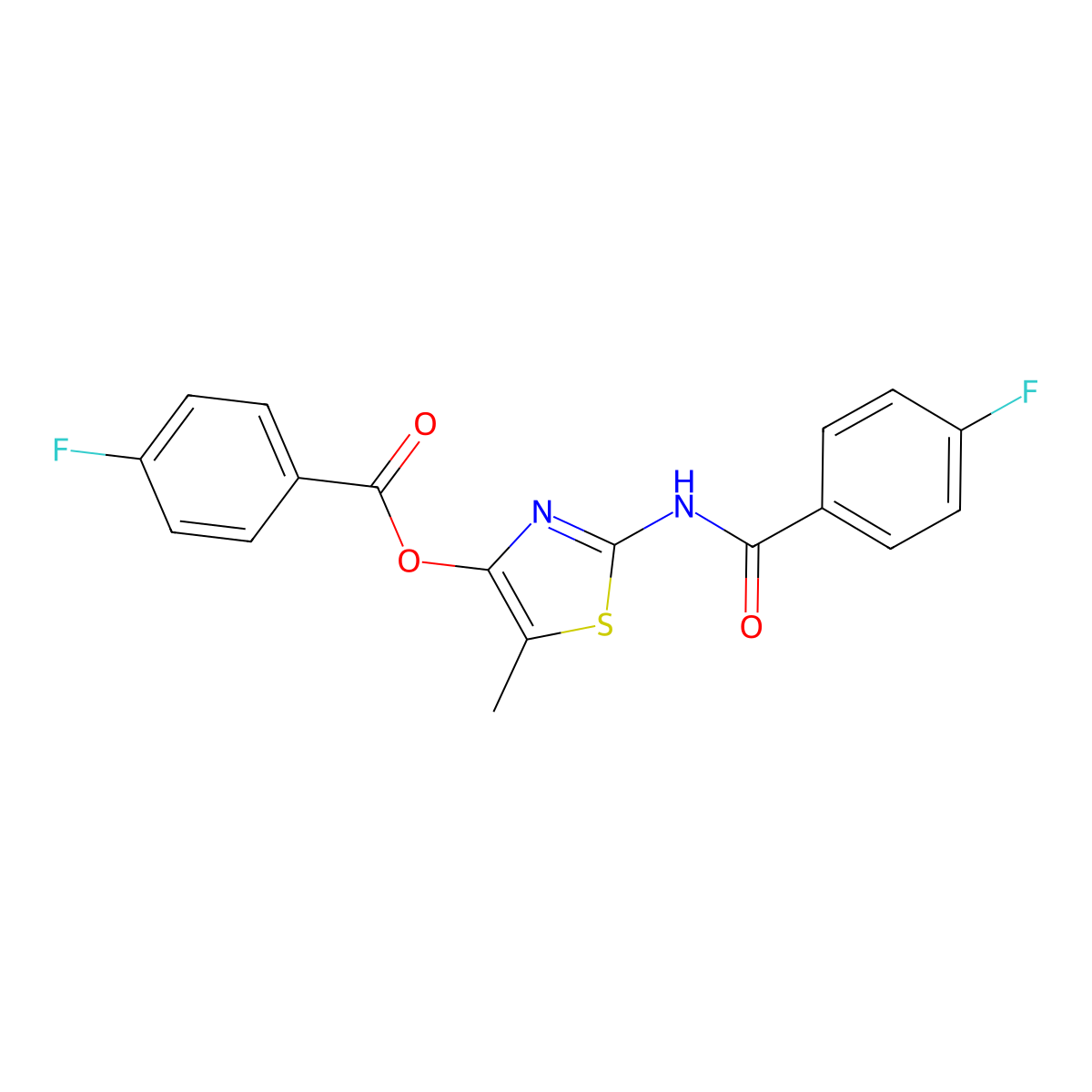 2-[(4-Fluorobenzoyl)amino]-5-methyl-1,3-thiazol-4-yl 4-fluorobenzoate molecular structure, CAS 488862-09-5