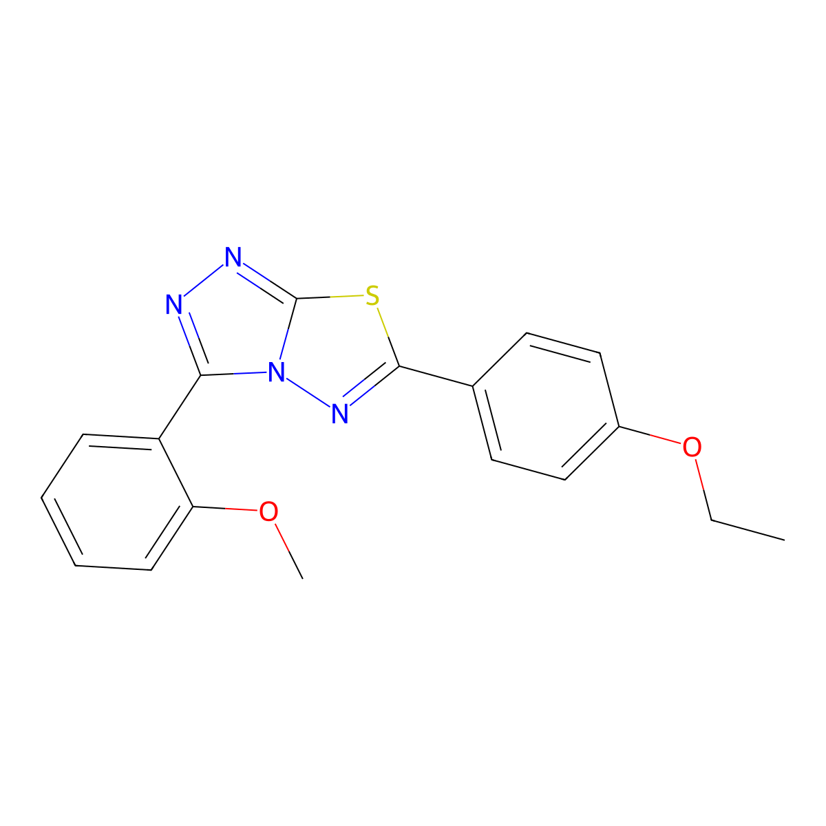 6-(4-Ethoxyphenyl)-3-(2-methoxyphenyl)[1,2,4]triazolo[3,4-b][1,3,4]thiadiazole molecular structure, CAS 4889-92-3