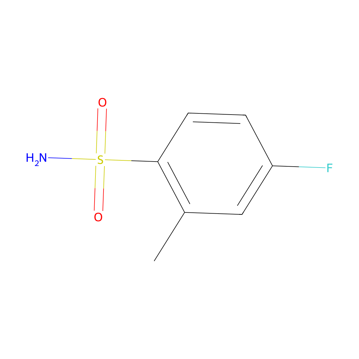 4-Fluoro-2-methylbenzenesulfonamide molecular structure, CAS 489-17-8