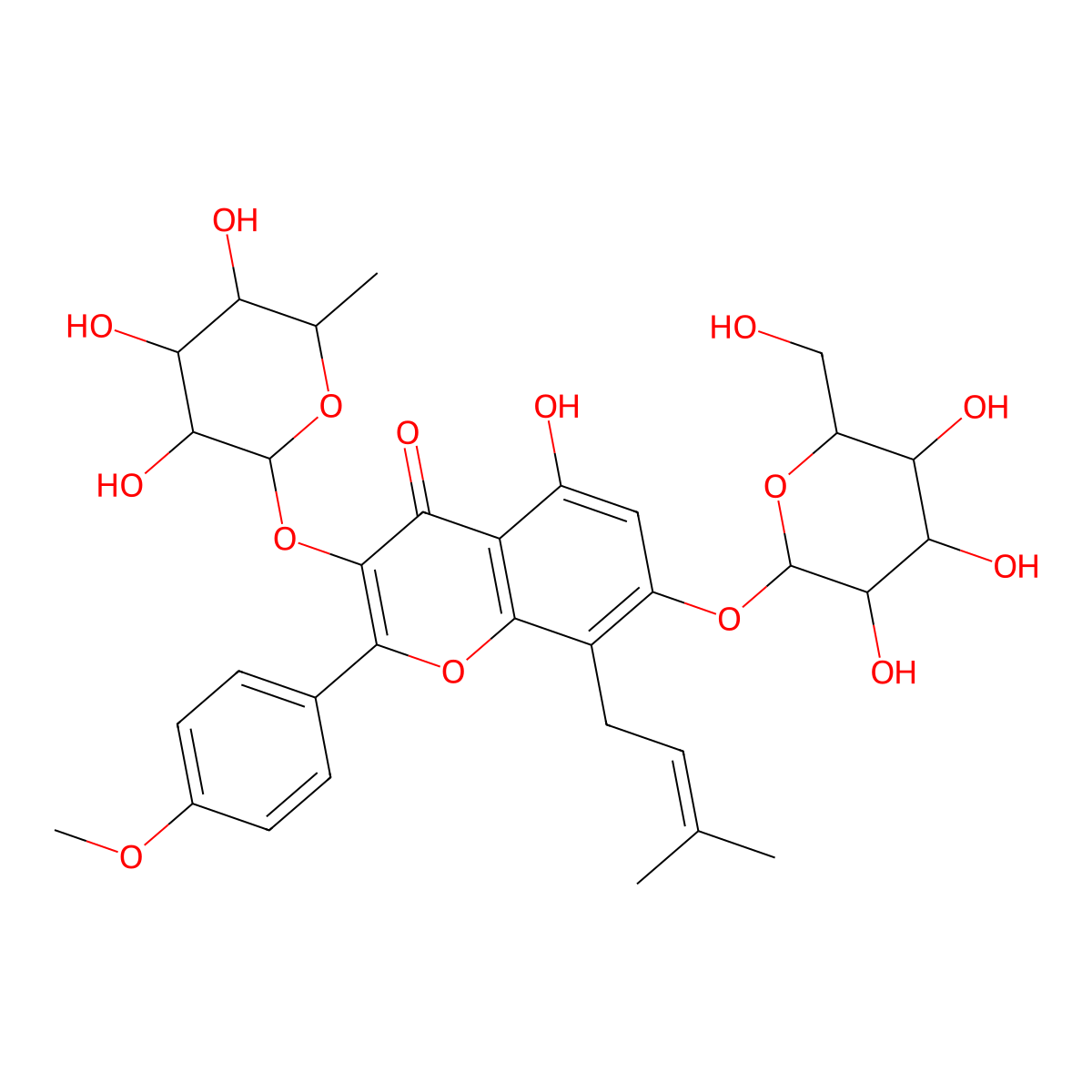 Icariin molecular structure, CAS 489-32-7