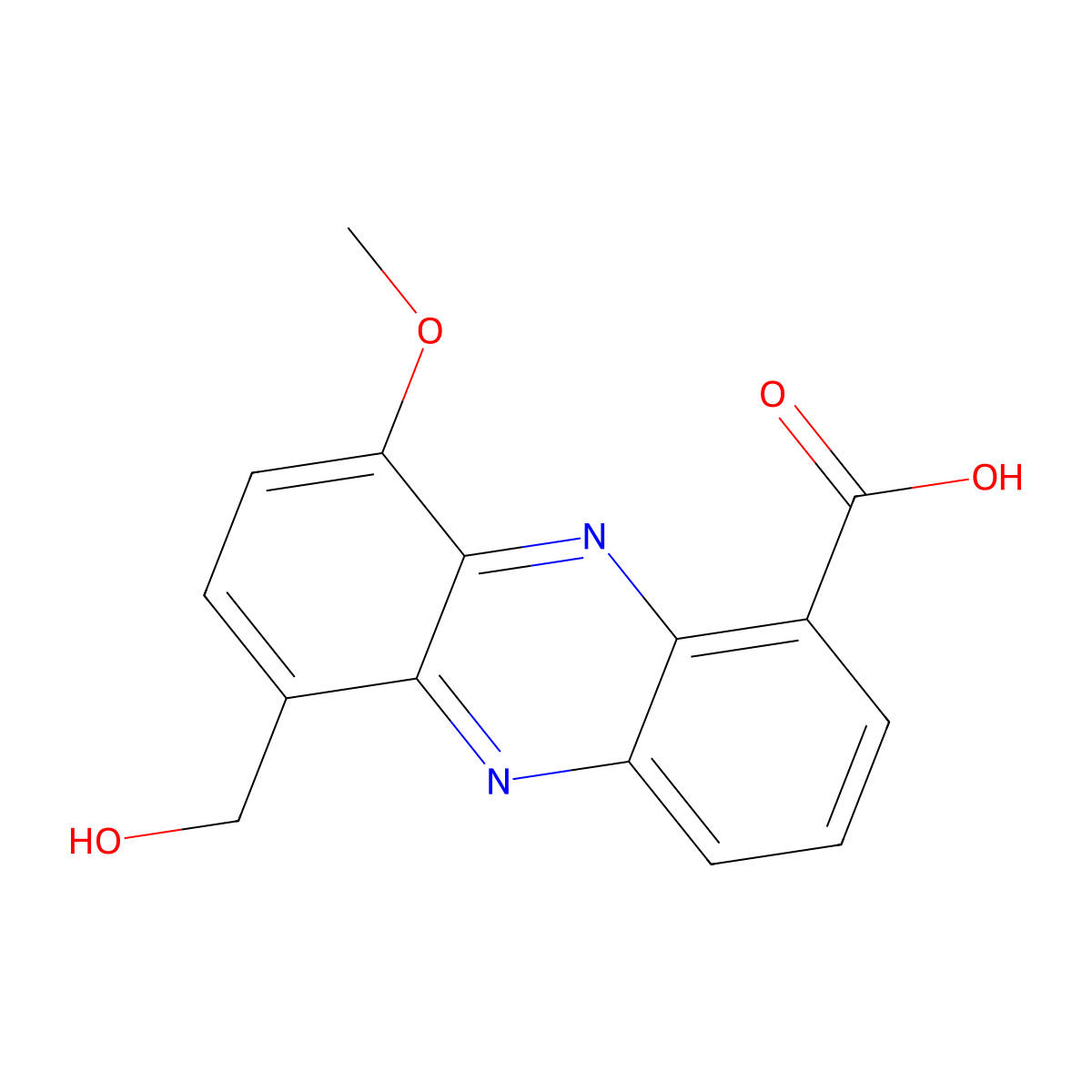 6-(Hydroxymethyl)-9-methoxyphenazine-1-carboxylic acid molecular structure, CAS 489-76-9