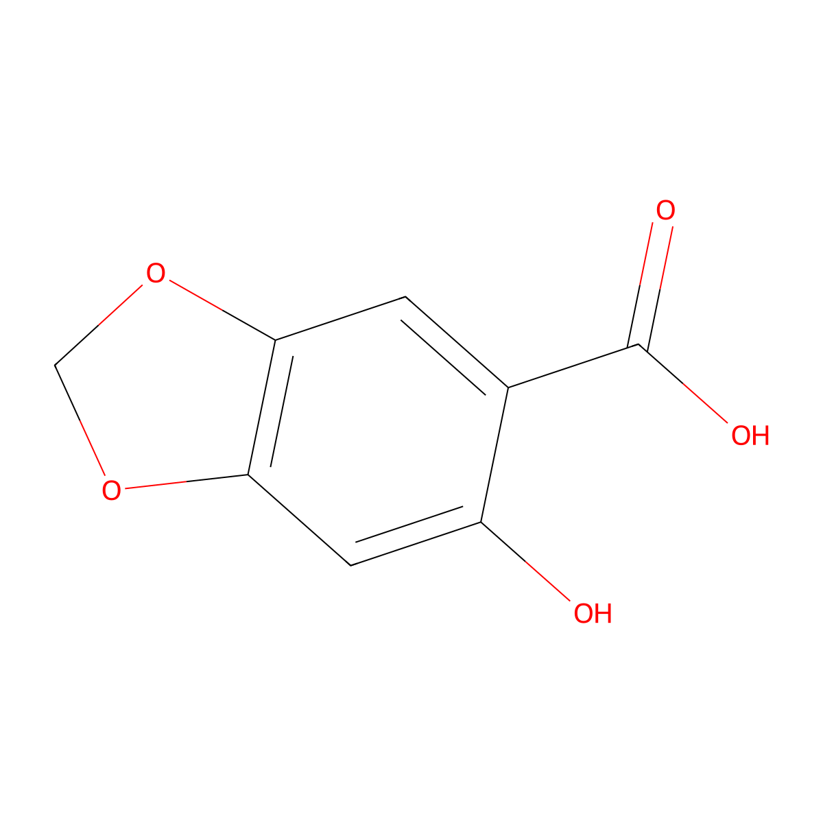 6-Hydroxy-1,3-dioxaindane-5-carboxylic acid molecular structure, CAS 4890-01-1